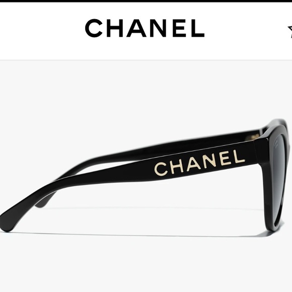 CHANEL Black Sunglasses with Gold Logo Accents main image 7